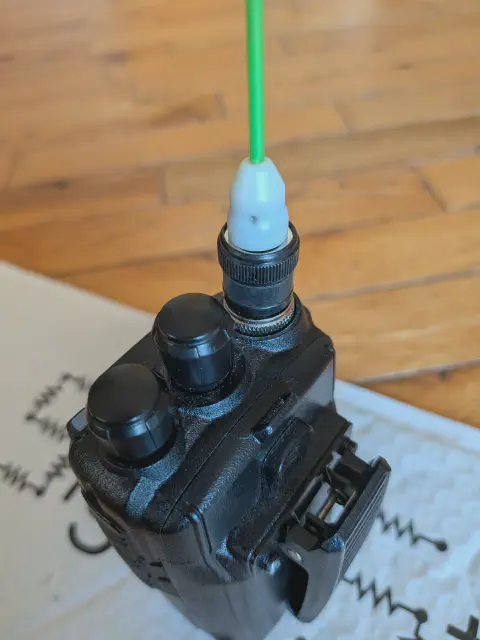 bridgecom maverick top back view showing belt clip black textured body two control knobs