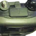 Thumbnail of icom ic t90a top view showing sma f connector without antenna black textured body single control knob microphone and speacker jack cover